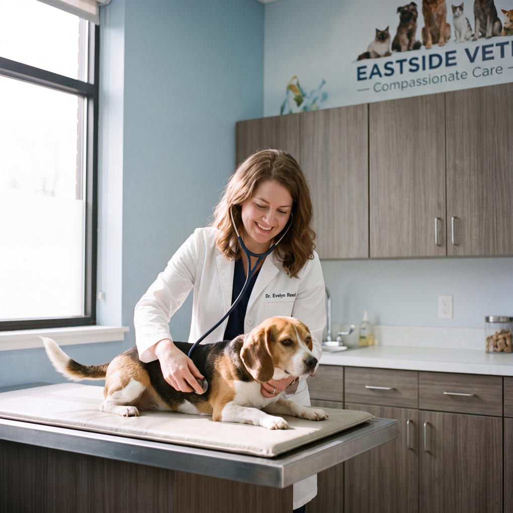 Best Pet Insurance - Veterinarian Examining a Beagle | The List Of