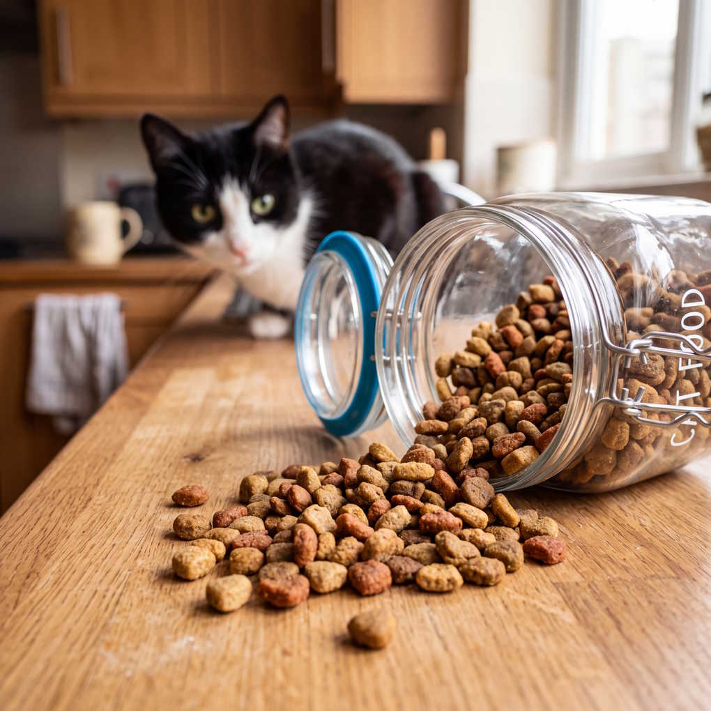 Best Cat Food - Cat on a Kitchen Countertop | The List Of