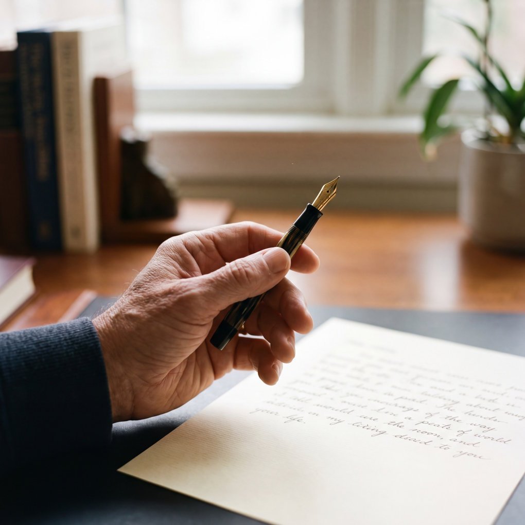 How To Use A Fountain Pen – Close Up Of A Hand Holding A Fountain Pen At The Correct Angle | The List Of