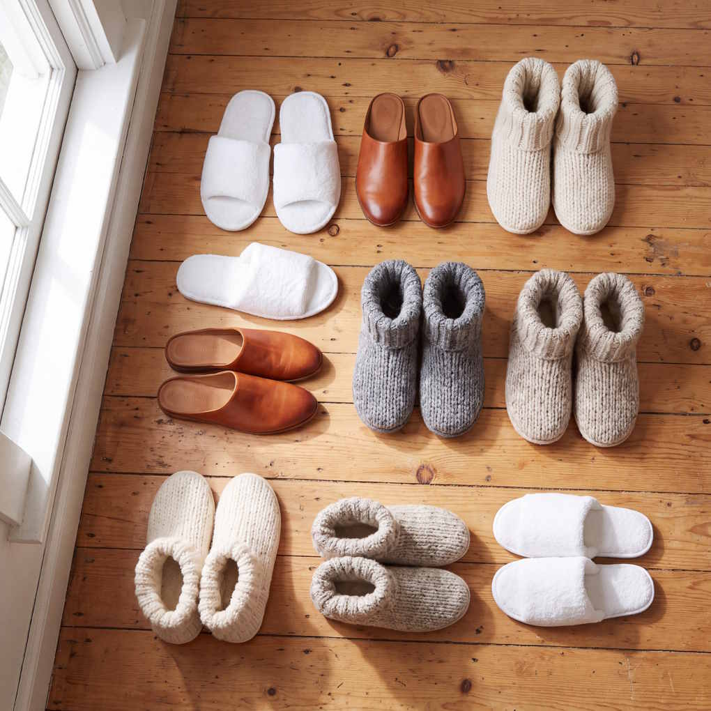 Types of Slippers - Pairs of Slippers and Indoor Shoes Neatly Arranged | The List Of