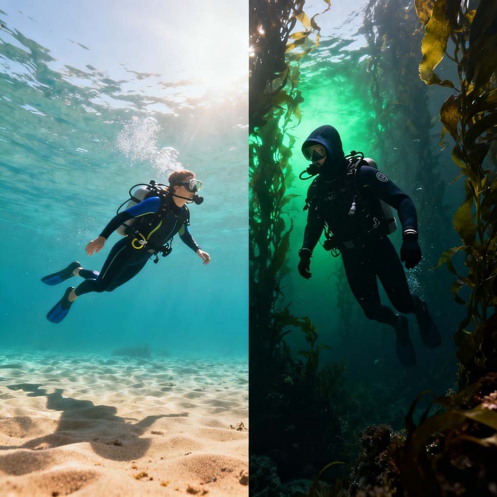 Best Scuba Wetsuits - Side by Side Comparison of Tropical and Cold-Water Scuba Diving Environments | The List Of