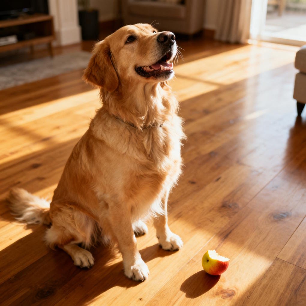 Can Cats Eat Mango - A Happy Dog Sitting Attentively in a Bright Indoor Room Waiting for a Healthy Pet Treat | The List Of