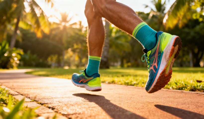 How Do Compression Socks Work - Multiple Pairs of Running Socks Neatly Arranged Next to Running Shoes | The List Of