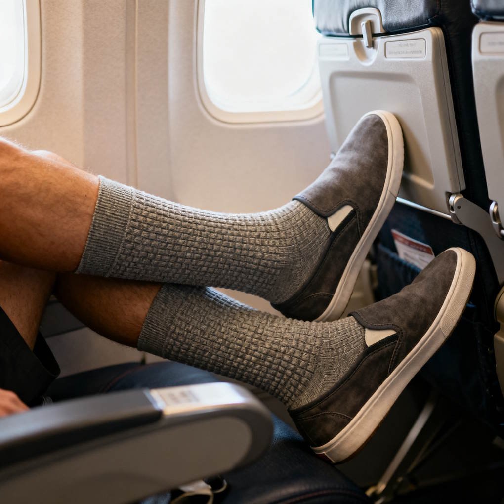 How Do Compression Socks Work - Multiple Pairs of Running Socks Neatly Arranged Next to Running Shoes | The List Of