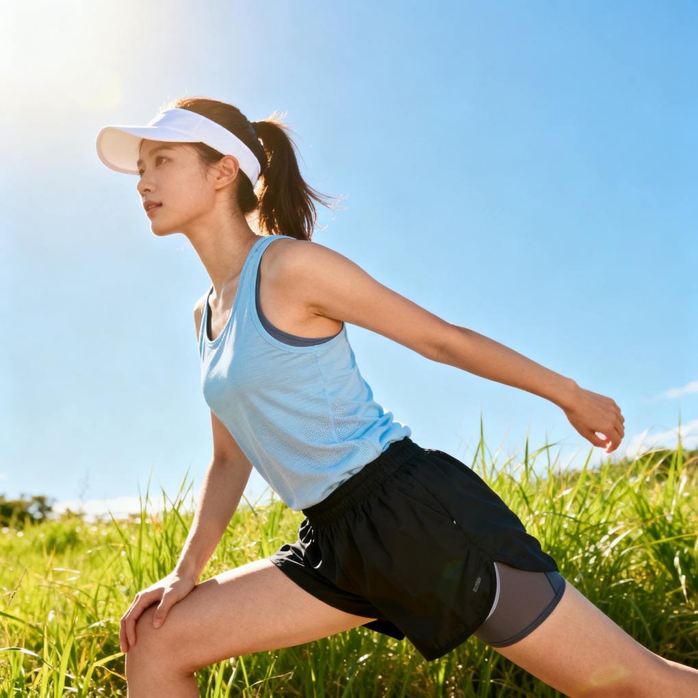 What Clothes to Wear for Running - Female Runner Stretching on a Sunny Day Wearing a Lightweight Tank Top and Running Shorts | The List Of