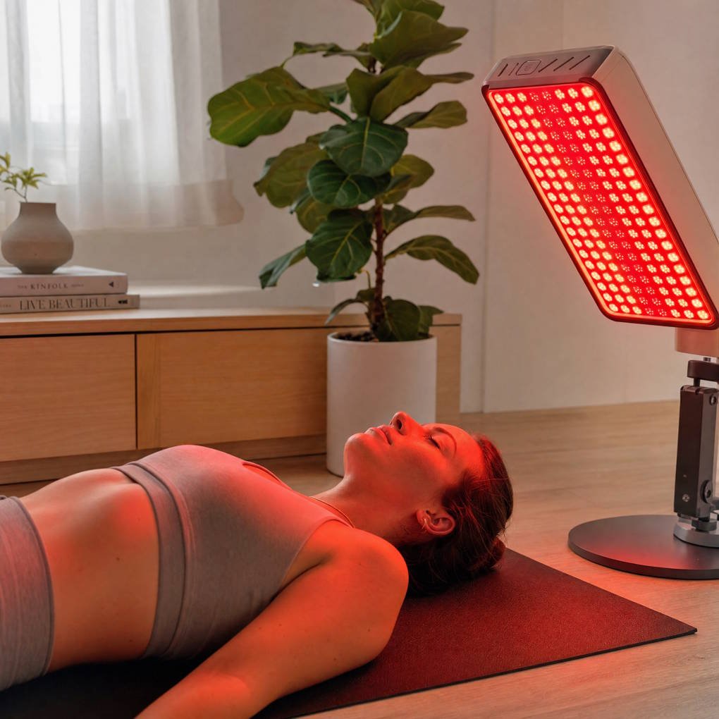 Best Full Body Red Light Therapy - A Person Enjoying A Relaxed Full Body Red Light Therapy Session On A Yoga Mat At Home | The List Of